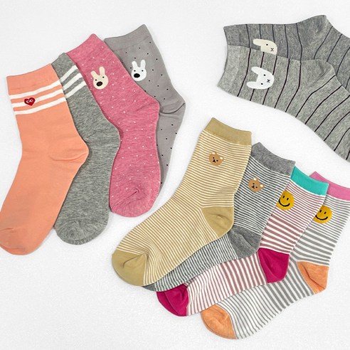 봄과 가을철을 위한 스타일리시하고 편안한 여성용 몽삭스 파스텔 양말 세트