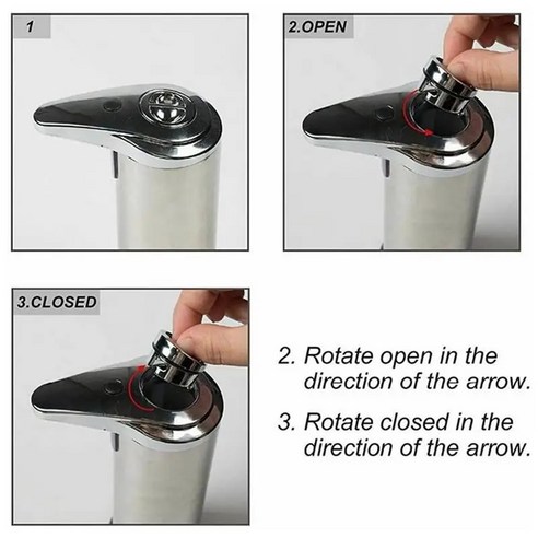 자동디스펜서 자동 핸드워시 손세정제 물비누 거품 비누 세탁세제 주방 여행용 호텔 디스펜서 스테인리스 스틸 터치 프리 적외선 욕실 스마트 센서, 1.Silver