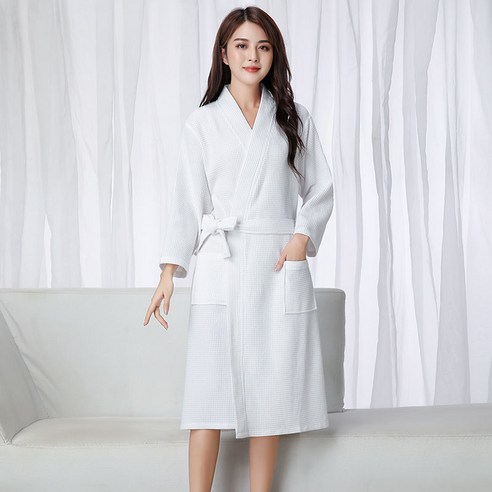 DFMEI-Y 얇은 목욕 가운 남성과 여성의 순수 컬러 흡수성 목욕 가운 호텔 잠옷 미용실 땀을 흘리는, DFMEI 화이트 [짧은] 1916, L [160-130kg]