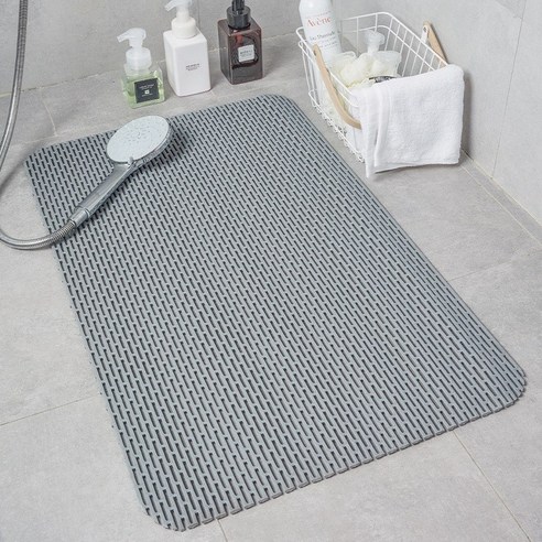 [SW] 가정용 욕실 미끄럼 방지 매트 목욕 직사각형 PVC 방수 매트 욕실 화장실 바닥 마사지 중공 매트, 40CMx60CM, 다크 그레이