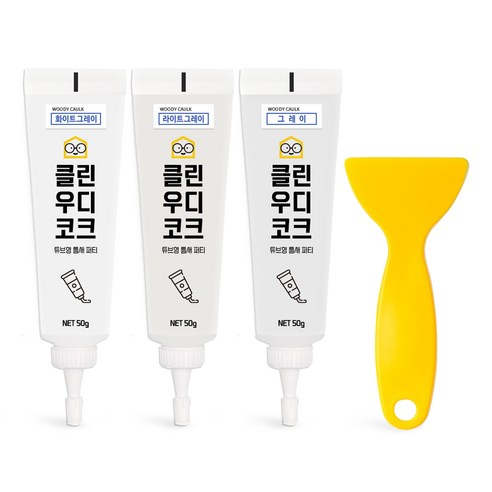 철물팩토리 퍼티 우디코크 마루바닥보수 메꾸미 보수제, 화이트그레이+라이트그레이+그레이+PVC헤라, 1세트