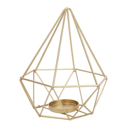 현대 기하학적 커피 장식 거실 tealight 선반 정리 악센트 욕실 꽃병 벽난로 웨딩 센터 조각 장식 테이블, 골든, {"수건소재":"철"}
