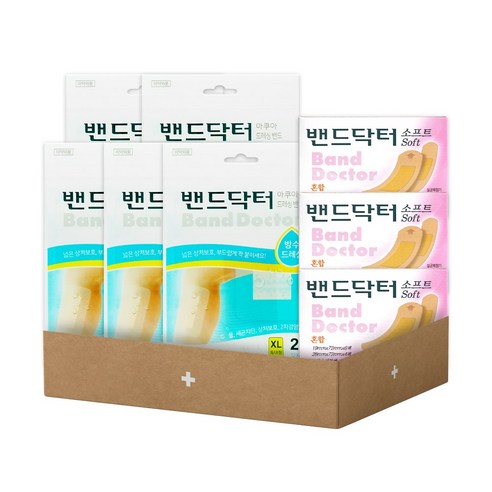 밴드닥터 아쿠아드레싱밴드 기획세트 XL 특대형 2매 x 5개 + 소프트밴드 혼합형 10매 x 3개, 드레싱밴드 특대형+소프트밴드 혼합형 기획세트