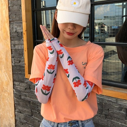 ZZJJC 쿨토시 여 선캡 암장갑 얇은 망사 롱 드라이브 자외선 차단선, 왕홍화(망사)