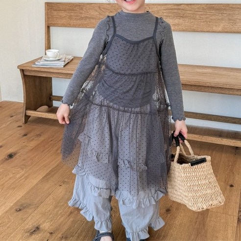 구빠방 여아 쉬폰 시스루 레이어드 뷔스티에 투피스