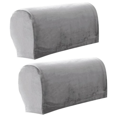 벨벳 소파 팔걸이 커버 팔걸이 단단한 의자 소파 슬립 커버 핀 포함, 밝은 회색, 폴리 에스터