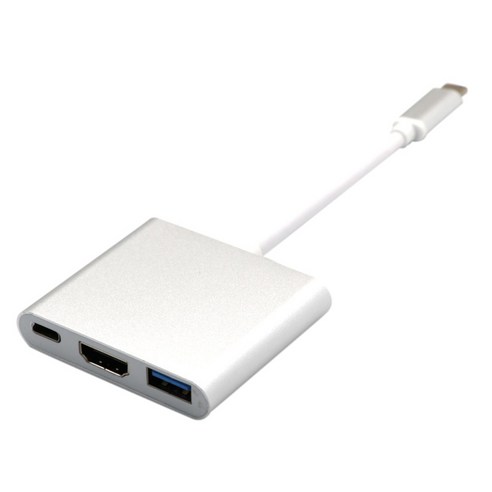 USB-C 허브 디지털 AV 멀티 포트 어댑터 USB3.1 Type-C-1 HDMI 1 USB 3.0 포트 PD 허브 1 충전 전원 공급 포트 알루미늄, 실버