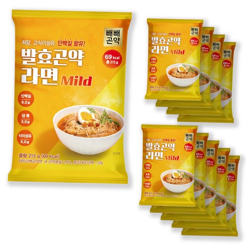 빼빼곤약 발효곤약라면 매운맛 / 순한맛, 1개, 215g