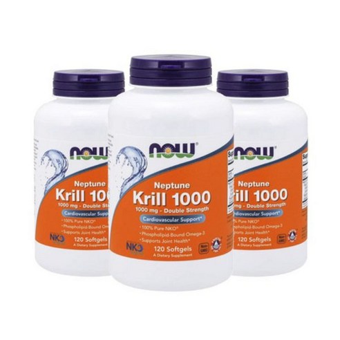 NOW Foods 나우푸드 넵튠 크릴오일 1000mg 120 정, 3개, 120정