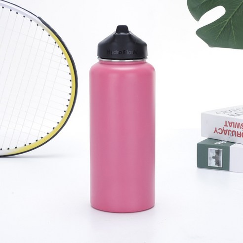 ZZJJC 아이디어 보온병 아이디어 텀블러 아웃도어 보온병, 18oz + 빨대 덮개, 핑크(컵+뚜껑)