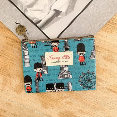 【클러치백】방수 헝겊 동전 지갑 작은 신선한 지퍼 가방 달콤한 인쇄 클러치 카드 가방 동전 가방 작은 스퀘어 가방