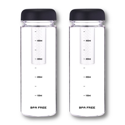 위드 국산 눈금물병 차거름망 트라이탄 티보틀 컬러캡, 2개, 500ml, 블랙