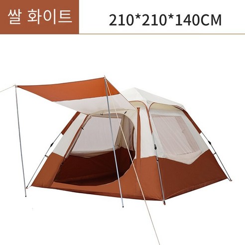 CAICHEN 익스플로러 텐트 야외 캠핑 자동 휴대용 접이식 캠핑 두꺼운 폭풍우 피크닉 필드 장비, 3-4사람, 카키 4 면 대형 새