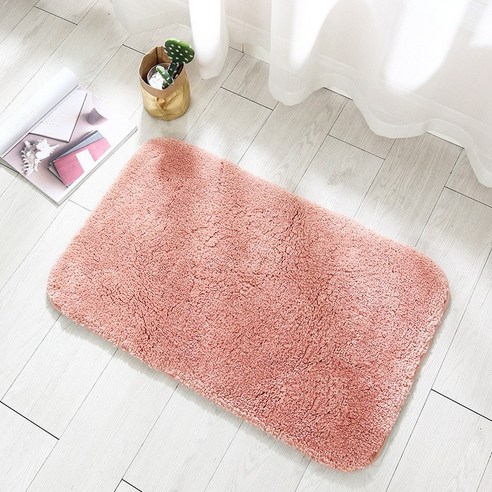 HUISIDA다국적 벨벳 두꺼운 쿠션 카펫 심플한 주방 화장실 문깔개 욕실 미끄럼 방지 쿠션 흡수 발판, 도톰-핑크, 50x80cm