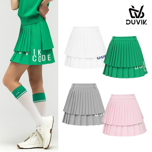 필드의 여왕을 위한 선택, 듀빅 여성 로고 레터링 더블 플리츠 큐롯 DF2WCU434 듀빅골프웨어