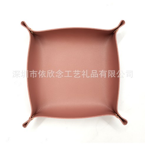 ANKRIC 선글라스케이스 북유럽 거실 현관 PU 저장 트레이 더블 가죽 잡화 트레이 데스크탑 마무리 키 저장 상자, 22 * 22., 연근 전분