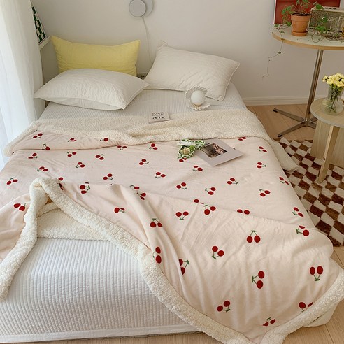 겨울 두꺼운 우유 융단 캐주얼 융단 낮잠 융단 학생 기숙사 덮개, 150* 200cm（1.6KG）, 앵두나무