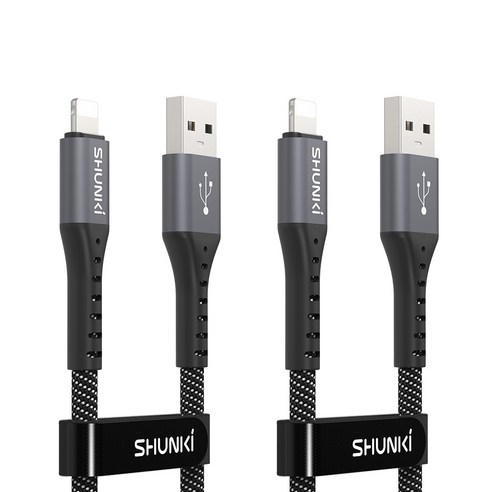 슌키 1+1 USB A to 라이트닝 8핀 고속충전 케이블, 1.2m, 4개