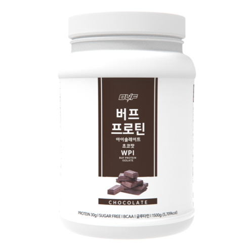 버프 프로틴 단백질 쉐이크 아이솔레이트 WPI 100% 유청 단백질 보충제 파우더 초코맛, 01.초코맛_1.5kg, 1개, 1.5kg