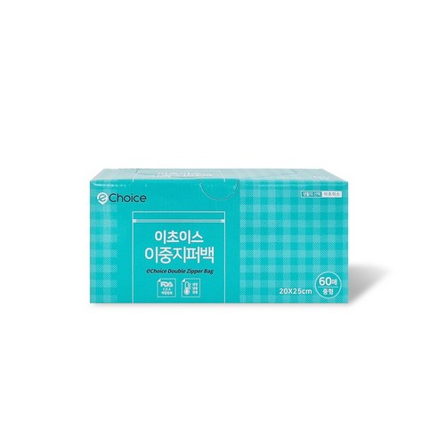 이초이스 냉장 냉동 겸용 더블 이중 지퍼백 중형 60매, 2개, 중(M)