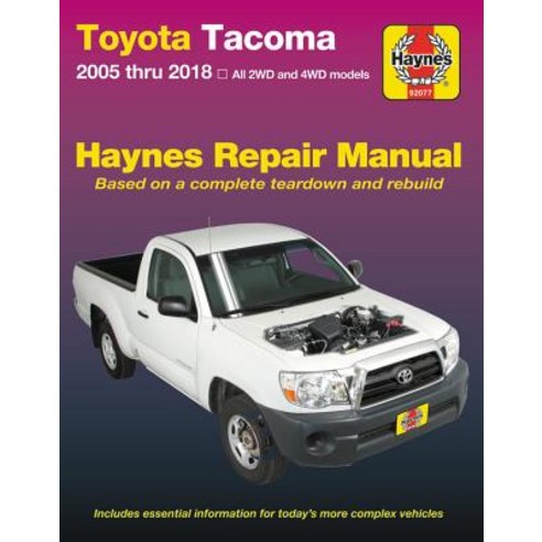 (영문도서) Toyota Tacoma 2006 Thru 2018 Haynes Repair Manual Paperback, Haynes Manuals, English, 9781620923375