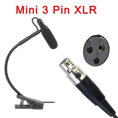 XLR 플러그 색소폰 마이크 3 핀 4 미니 무지향성 타입 3.5mm 음악 악기 IM-20, 3핀 xlr 플러그, 3핀 미니 XLR, 3핀 미니 XLR_2