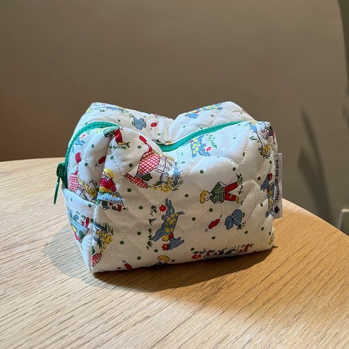 Miucatch 캐릭터 패턴 파우치 귀여운 토스트 모양의 패치 직물 수납 봉투 만화 컨트리 스타일의 화장실 봉투