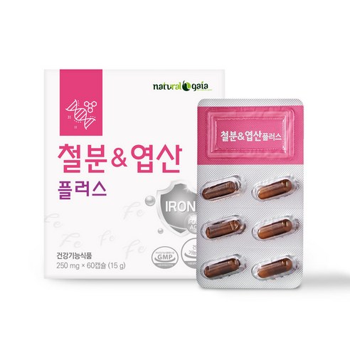 비헴철 함유 철분 영양제 철분앤엽산플러스, 1개, 60정 철분제 비헴철 함유 철분 영양제 철분앤엽산플러스, 1개, 60정 철분제
