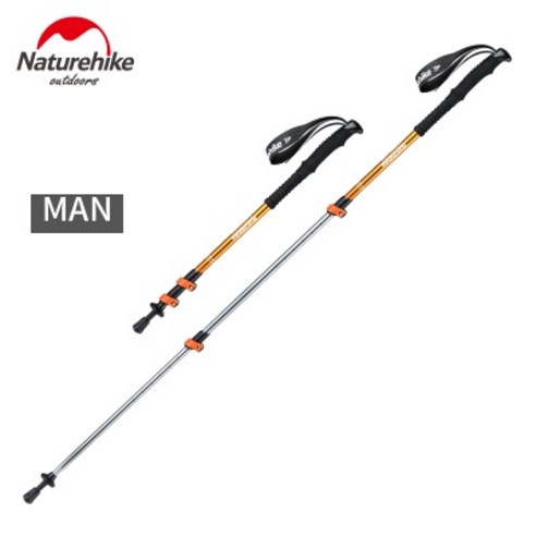 망원경 조각 Naturehike 알루미늄 하이킹 트레킹 폴 캠핑 노르딕 워킹 스틱 배스톤 카본 EVA 네이처하이크, 135cm gold