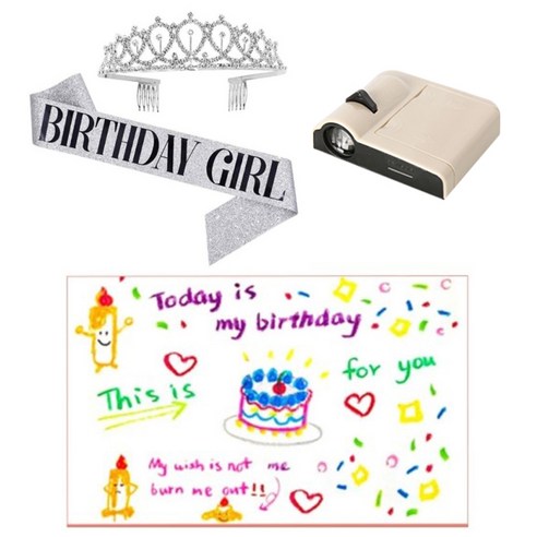 공주님 왕관&생일 어깨띠&생일 미니빔 생일파티 풀세트 홈파티 감성 인생샷 생일세트, 실버SET, 오늘내생일