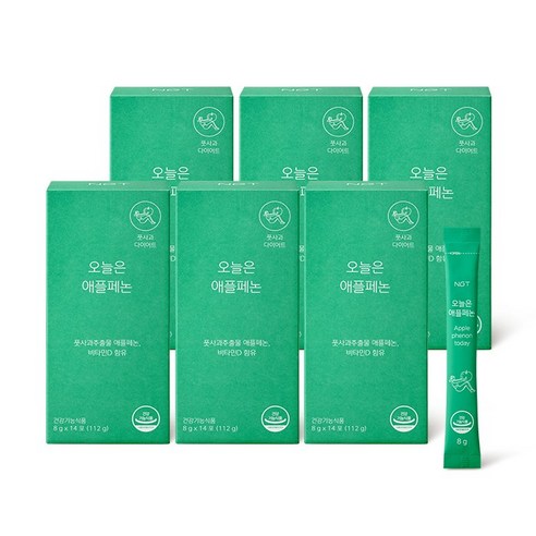 네츄럴굿띵스 오늘은 애플페논 풋사과 다이어트 보조제 8g x 14포, 14회분, 6박스