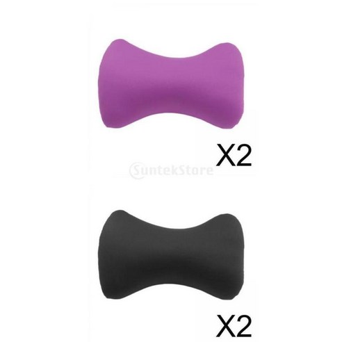 4 조각 마이크로 비드 백 쿠션 목 지원 롤 베개 38x20cm, 퍼플+블랙, 폴리에스터