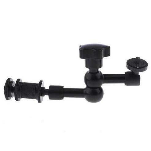 7 "매직 암 1/4" 카메라 DV LCD 모니터 용 핫슈 마운트 홀더 LED 라이트, 18.5x6cm, 블랙, 합금