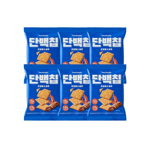 헤이바디 단백칩 오징어&새우 50g, 6개