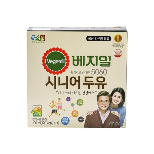 베지밀 시니어 두유 190ml 16개입/베지밀/콩/검은콩/두유/소이 식품  생수/음료 음료 일반두유, 16개