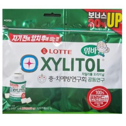 롯데자일리톨 오리지날 껌 리필, 105g, 12개