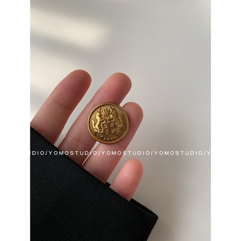 Xiaoxiang 골동품 금속 버튼 레트로 트위드 재킷 양면 나일론 코트 여성용 버튼, 15mm[5알], 5# [크라운 모노마구진]