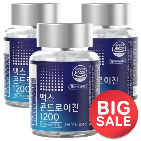 콘드로이친 1200 식약처 인증 HACCP 해썹 햇섭 상어연골 추출 하루 1알 90일분, 3개, 90정