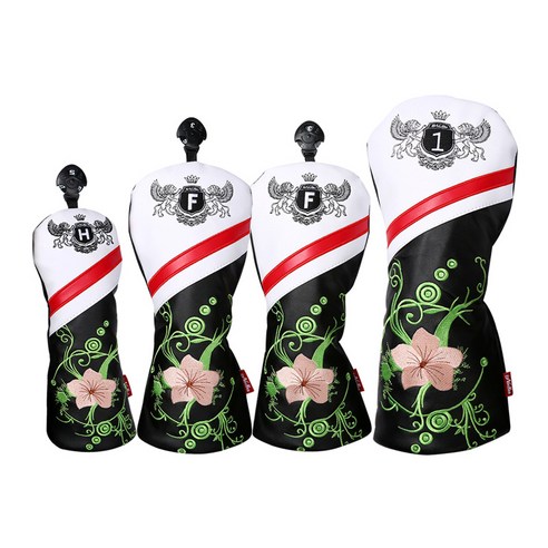 4pcs Pu 골프 우드 헤드 커버 골프 드라이버 헤드 커버 드라이버 클럽 보호, 살구 꽃