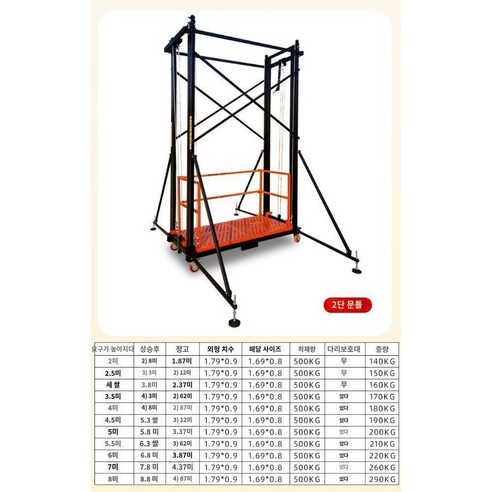 농업용 고소 작업대 전기비계 화물 엘리베이터 보조다리포함, A. 2섹션 마스트 – 높이 3m 300kg 서큘레이터