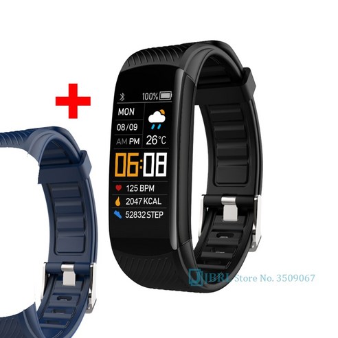 [XIG] 2021 스마트 시계 남자 여자 스포츠 Smartwatch 피트니스 트래커 시계 Ios 심장 박동 모니터 전자 시계 방수, 검정색 Db 스트랩, 하나