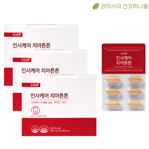 인사케어 치아튼튼 인사돌 이가탄 성분함유, 60정, 3개