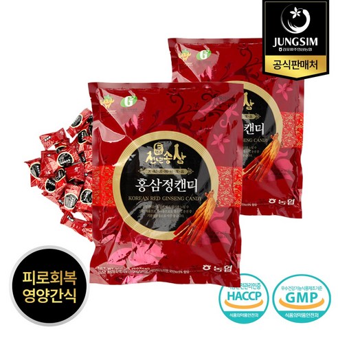 정심 천년송삼 6년근 고려 홍삼 캔디 대용량 1.8kg 900g, 2개