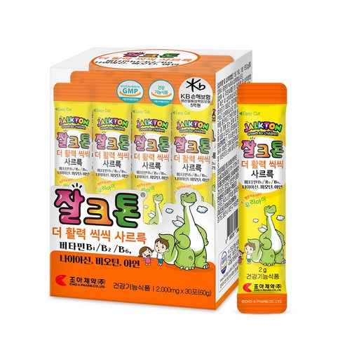 어린이 비타민 조아제약 잘크톤 더활력씩씩 사르륵 키즈 유아 멀티비타민, 30포, 60g, 2개