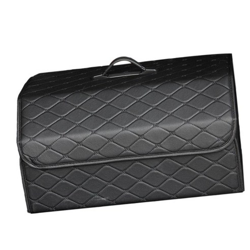 SUV MPV를 정리하는 뚜껑이 있는 PU 자동차 트렁크 보관함, 블랙 라인, 54x32x30cm, 짠것이 아닌 직물을 가진 PU 가죽