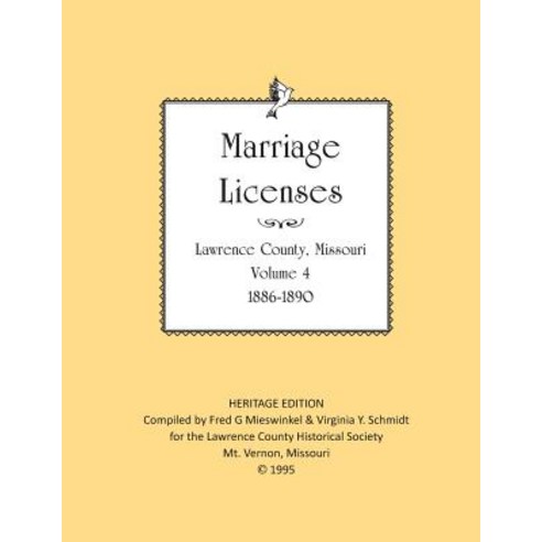(영문도서) Lawrence County Missouri Marriages 1886-1890 Paperback, Createspace Independent Pub..., English, 9781727377835