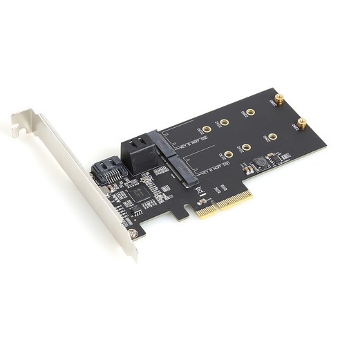 Monland SATA3.0 2 M.2 B 키 어댑터 확장 모듈 PCI-E 4X ~ 3포트 카드 + 2포트 애드온, 검은 색