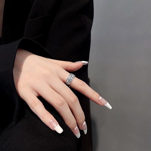 레트로 올드 마작 Qianduo 반지 2021 새로운 패션 인격 틈새 디자인 색인 손가락 여는 반지