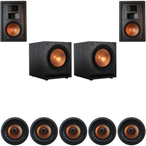 5개의 CDT-5800C II 2개의 R-5650S SPL-120을 갖춘 Klipsch 7.2 인월 시스템, 5개의 CDT-5800C II 2개의 R-5650S S