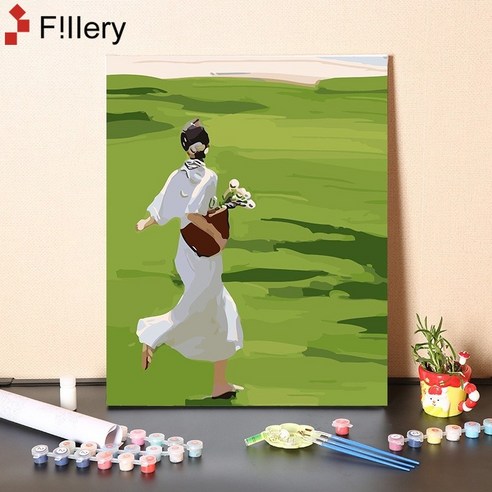 FiIIery DIY명화그리기 피포페인팅 풍경화 인물화그리기 그림그리기 세트 40 x 50cm, 30-달리는 여자, 1개